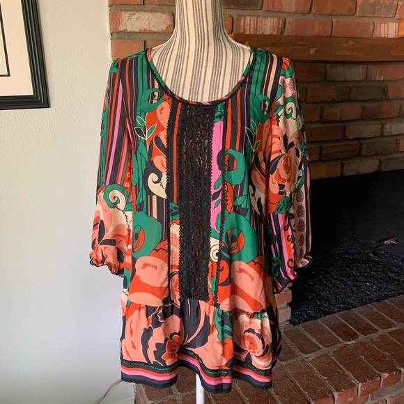 Anthropologie Tops - Anthropologie Odille Silk Floral Blouse Sz 6